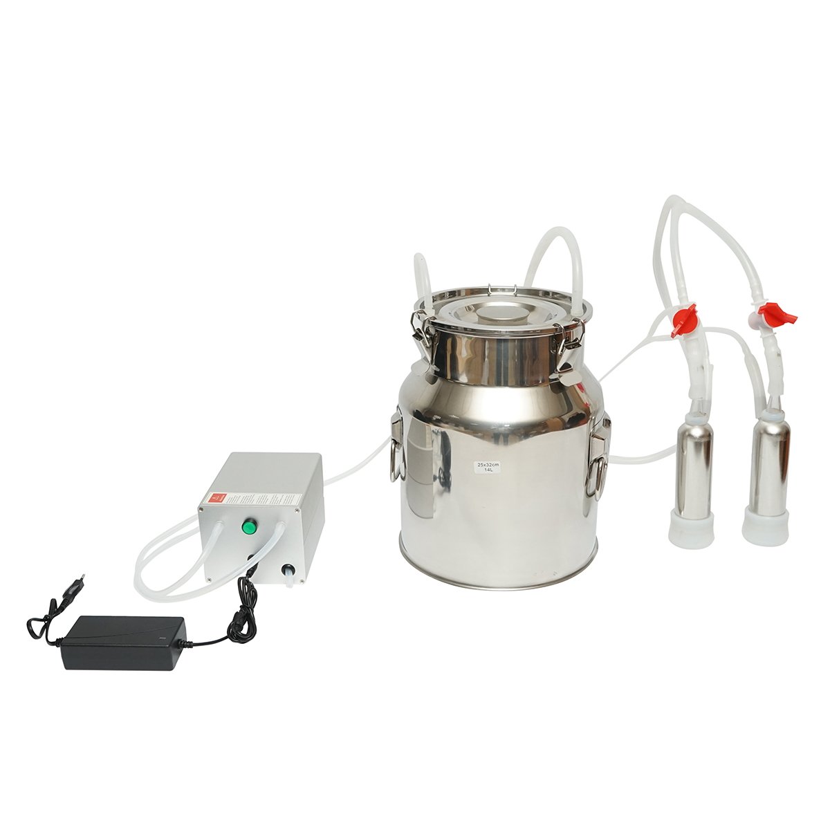 Aparat de muls portabil 60W cu 1 post pentru vaci, bidon inox 14L
